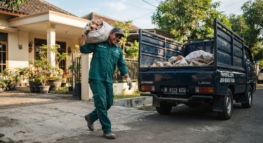 Tim Reresik mengangkut puing bangunan
